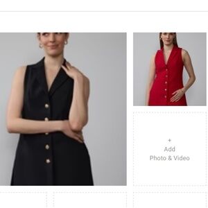 NEW 2Notch Lapel Sleeveless Blazer Waist Coat × 1 MEDIUM / RED BLK / 94501. SZ M